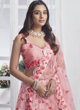 Peach colour Lehenga Choli looking Deluxe